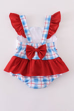 Flag embroidery smocked plaid one-piece swimsuit UPF50+ - ARIA KIDS