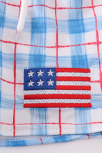 Flag embroidery smocked plaid swim trunkis UPF50+ - ARIA KIDS
