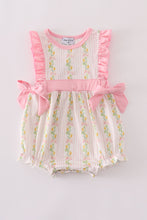 Pink lemon print bow ruffle bubble - ARIA KIDS