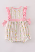 Pink lemon print bow ruffle bubble - ARIA KIDS