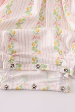 Pink lemon print bow ruffle bubble - ARIA KIDS