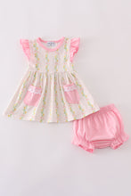 Pink lemon print bow ruffle bloomer set - ARIA KIDS