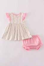 Pink lemon print bow ruffle bloomer set - ARIA KIDS