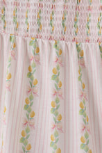 Pink lemon print bow smocked tiered mom&me dress - ARIA KIDS