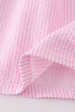 Pink stripe seersucker sailboat embroidery smocked dress - ARIA KIDS