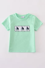 Green seersucker sailboat embroidery top - ARIA KIDS
