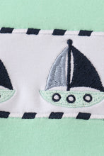 Green seersucker sailboat embroidery top - ARIA KIDS
