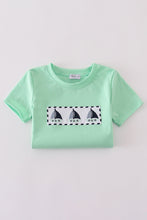 Green seersucker sailboat embroidery top - ARIA KIDS