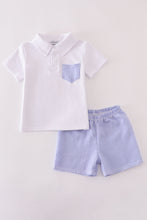 Blue stripe seersucker shorts set - ARIA KIDS