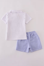 Blue stripe seersucker shorts set - ARIA KIDS