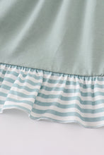 Sage stripe flutter trim ruffle dress - ARIA KIDS