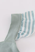 Sage stripe flutter trim ruffle dress - ARIA KIDS