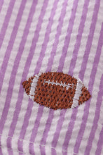 Purple stripe seersucker football I love LSU embroidery set - ARIA KIDS
