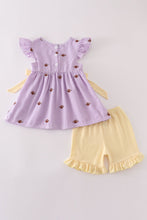 Purple stripe seersucker football I love LSU embroidery set - ARIA KIDS