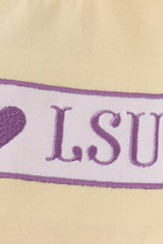 Purple stripe seersucker football I love LSU embroidery set - ARIA KIDS