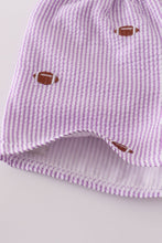 Purple stripe seersucker football I love LSU embroidery set - ARIA KIDS