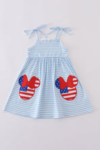 Blue character applique stripe dress - ARIA KIDS