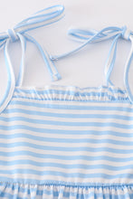 Blue character applique stripe dress - ARIA KIDS