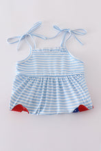 Blue character applique stripe dress - ARIA KIDS