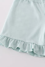 Blue bow pearl smocked ruffle shorts set - ARIA KIDS