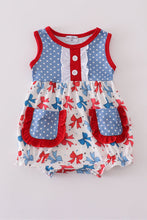 Blue bow print ruffle bubble - ARIA KIDS