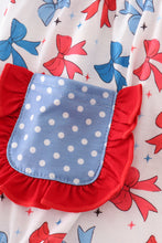 Blue bow print ruffle bubble - ARIA KIDS