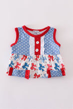 Blue bow print ruffle bubble - ARIA KIDS