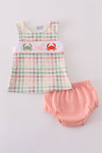 Crab embroidery plaid bloomer set - ARIA KIDS