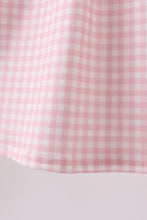 Pink strawberry embroidery gingham dress - ARIA KIDS