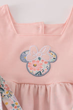 Pink floral character applique ruffle shorts set - ARIA KIDS