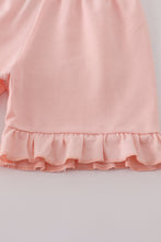 Pink floral character applique ruffle shorts set - ARIA KIDS