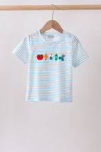 Blue School Apple French Knot Top