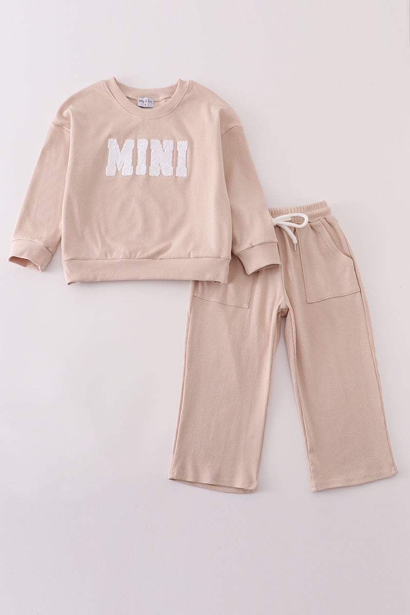 Cream MINI french knot pants set - ARIA KIDS