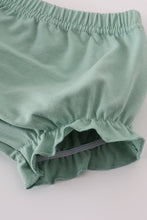 Green floral pumpkin embroidery smocked bloomer set - ARIA KIDS