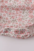 Pink pumpkin smocked floral ruffle bubble - ARIA KIDS