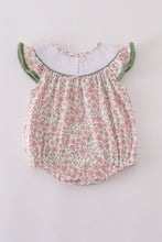 Pink pumpkin smocked floral ruffle bubble - ARIA KIDS