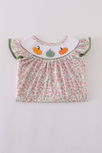 Pink pumpkin smocked floral ruffle pants set - ARIA KIDS