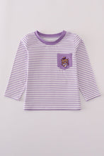 Purple LSU embroidery stripe top - ARIA KIDS