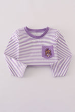 Purple LSU embroidery stripe top - ARIA KIDS