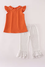 Rust Texas embroidery ruffle pants set - ARIA KIDS
