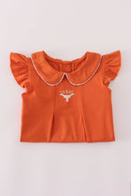 Rust Texas embroidery ruffle pants set - ARIA KIDS