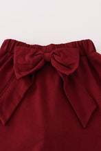 Maroon Mississippi embroidery bow skorts set - ARIA KIDS
