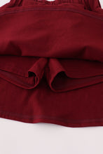 Maroon Mississippi embroidery bow skorts set - ARIA KIDS
