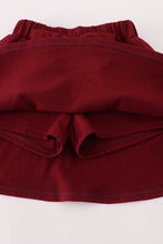Maroon Mississippi embroidery bow skorts set - ARIA KIDS