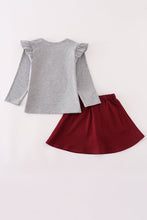 Maroon Mississippi embroidery bow skorts set - ARIA KIDS