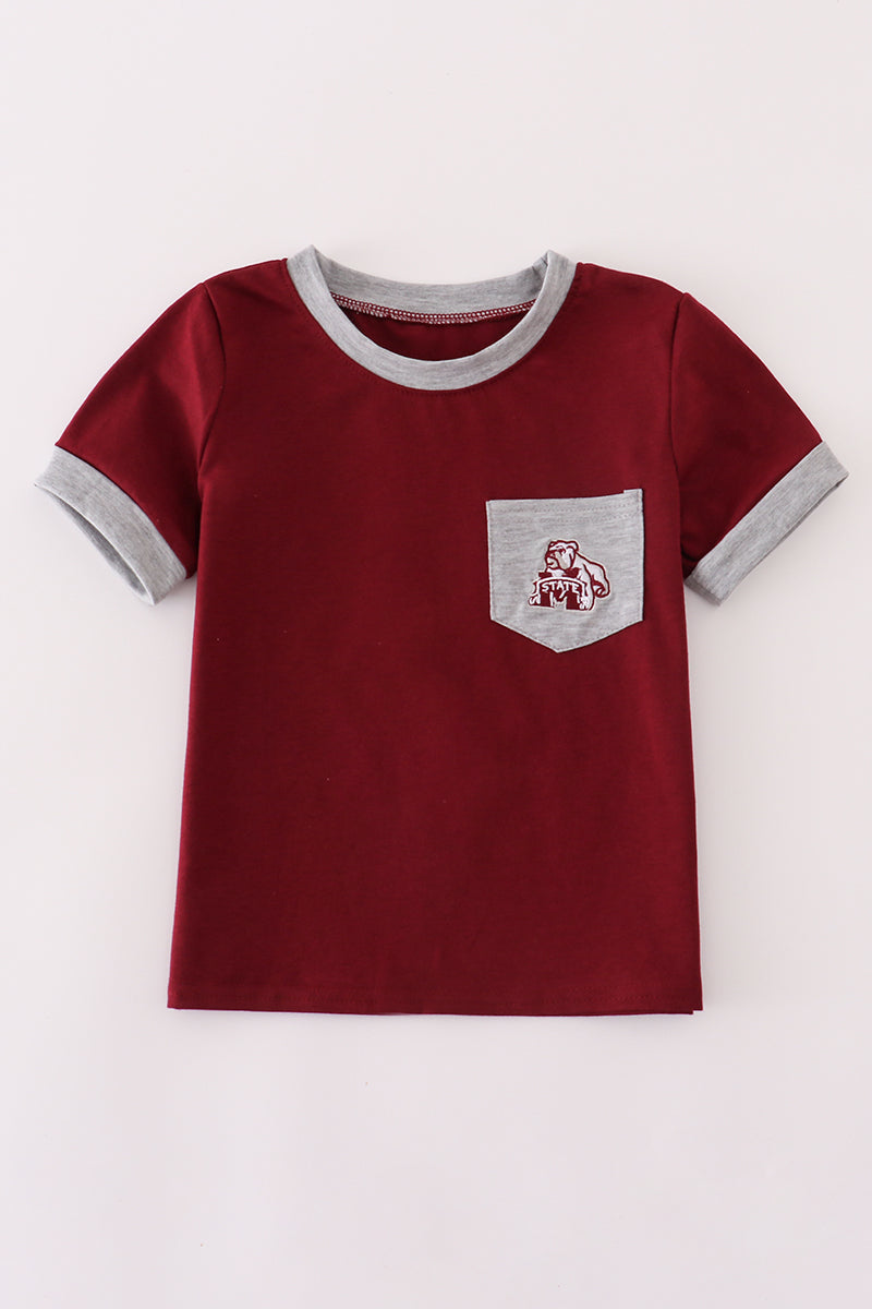 Maroon Mississippi embroidery top - ARIA KIDS