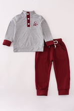 Maroon Mississippi embroidery pants set - ARIA KIDS