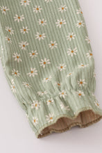 Green corduroy floral lace ruffle pants set - ARIA KIDS