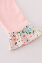 Pink floral print bow applique ruffle romper - ARIA KIDS