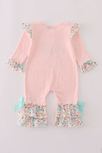 Pink floral print bow applique ruffle romper - ARIA KIDS